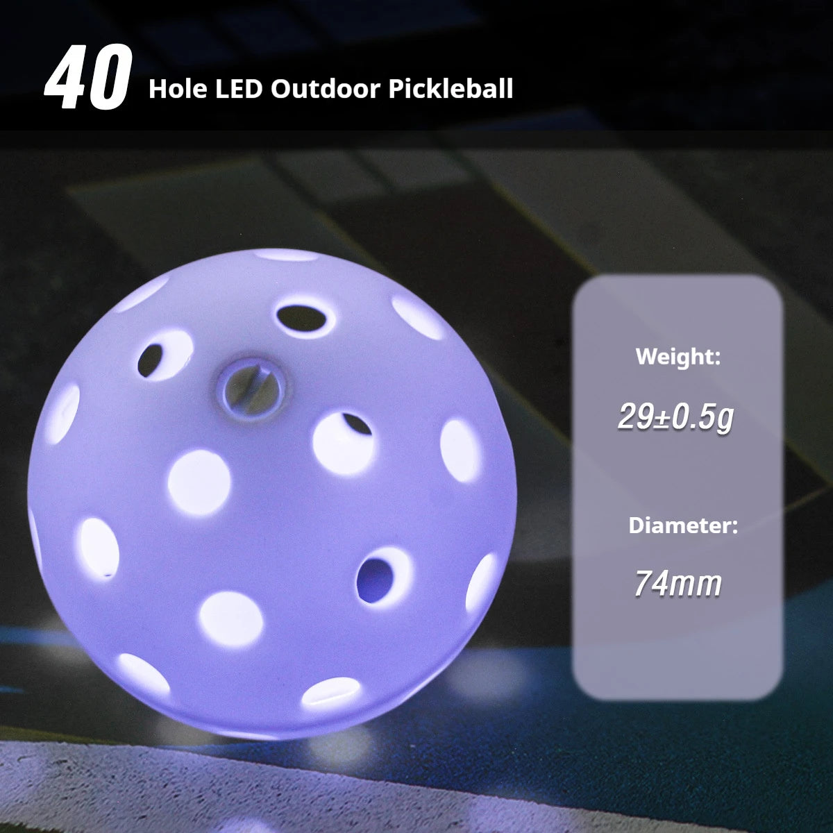 SONGYI Glow in The Dark Pickleball 7 Color Outdoor Pickleballs LED Light Up