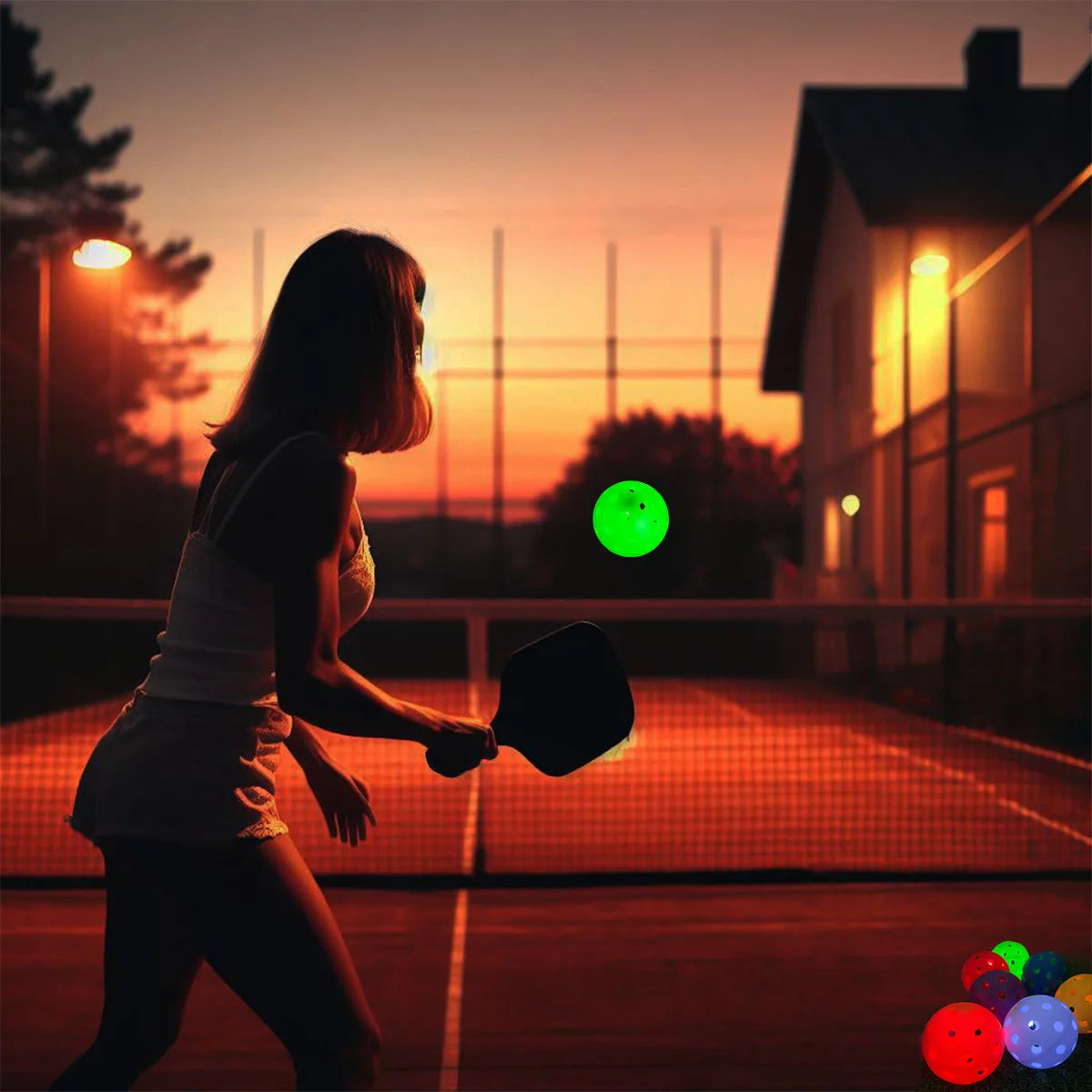 SONGYI Glow in The Dark Pickleball 7 Color Outdoor Pickleballs LED Light Up